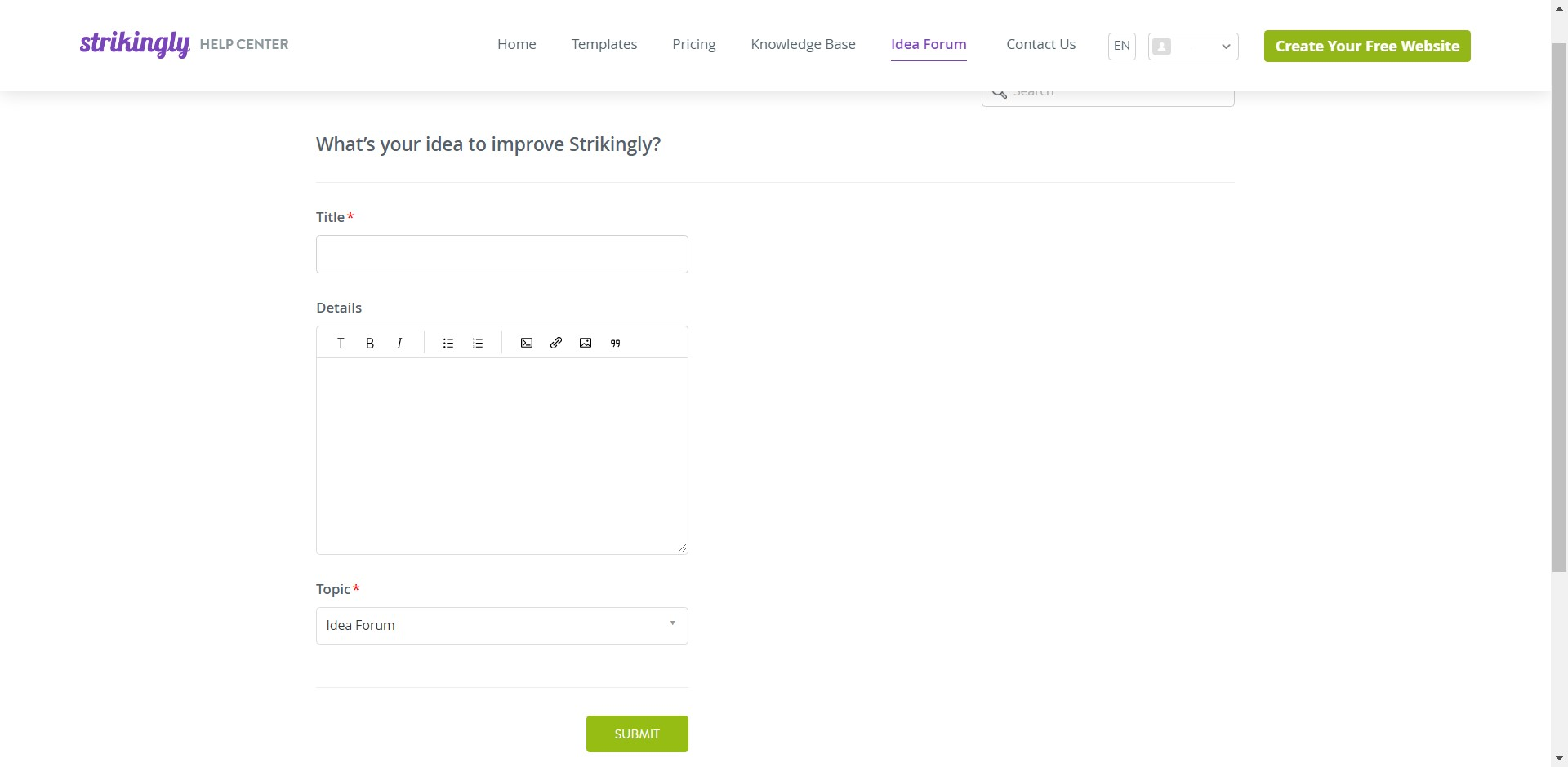 Strikingly Idea Forum Add Idea Strikingly Idea Forum Add Idea